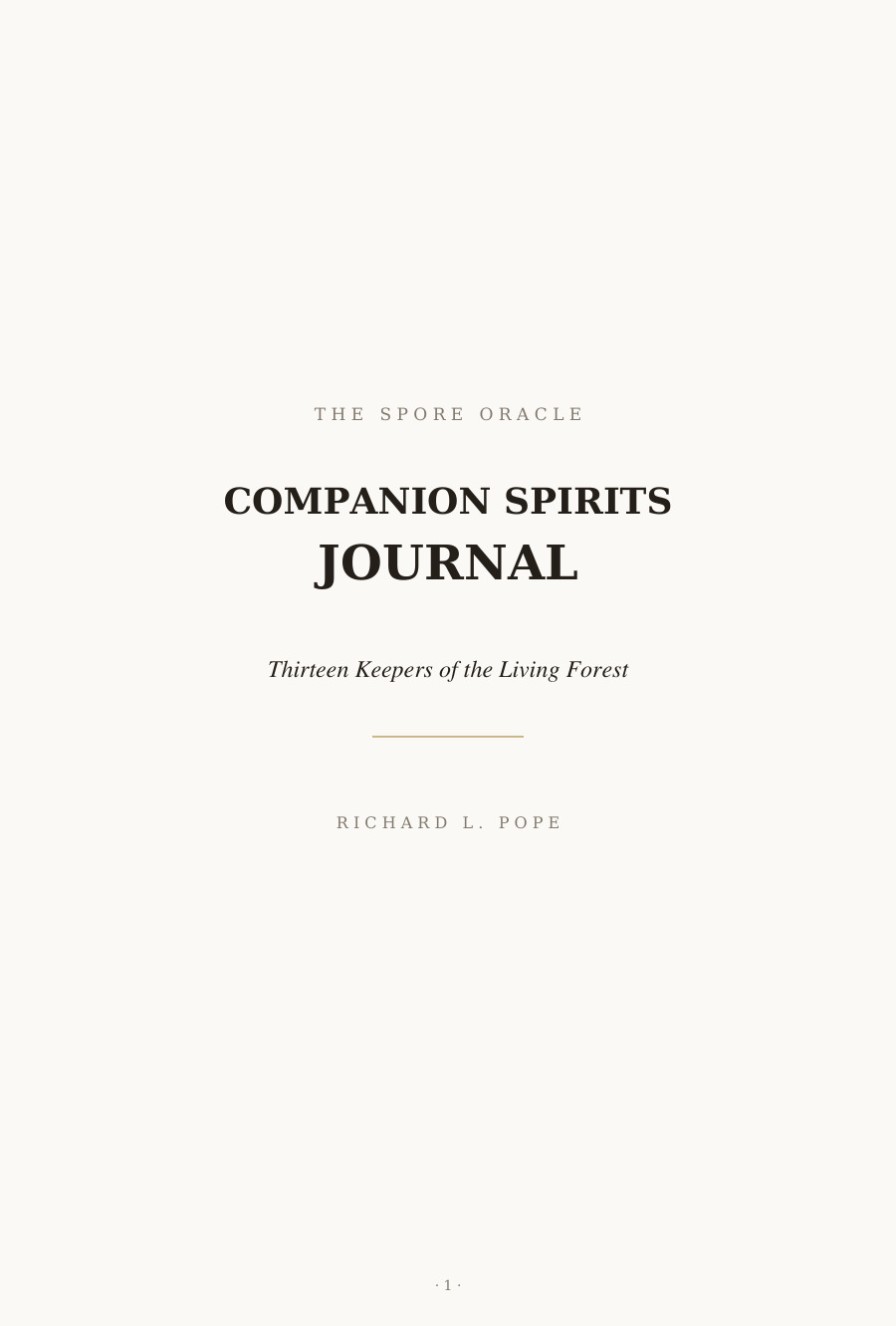 The Spore Oracle Companion Spirits Journal cover — forest spirits rendered in gold on black